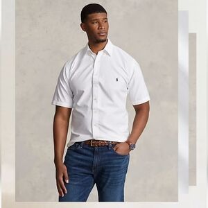 Polo Ralph Lauren Button Down Shirt Short Sleeve White Classic Pony Logo 4XB NEW